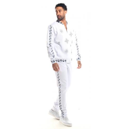 Artyzen White / Black Crystal Studded Modern Fit Tracksuit Outfit 2592